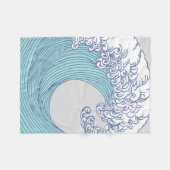 Japanse Aziatische Surf Golve Art Ocean Art Fleece Deken (Voorkant (Horizontaal))