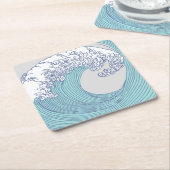 Japanse Aziatische Surf Golve Art Ocean Art Kartonnen Onderzetters (Schuin)