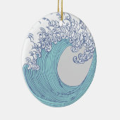 Japanse Aziatische Surf Golve Art Ocean Art Keramisch Ornament (Rechts)