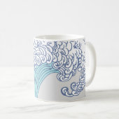 Japanse Aziatische Surf Golve Art Ocean Art Koffiemok (Voorkant rechts)