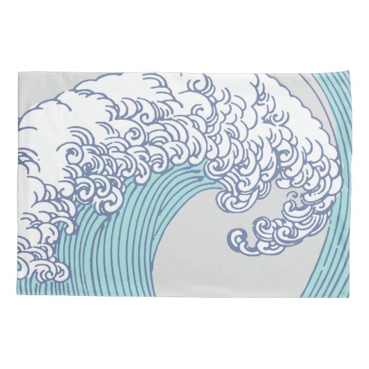 Japanse Aziatische Surf Golve Art Ocean Art Kussensloop (Achterkant)