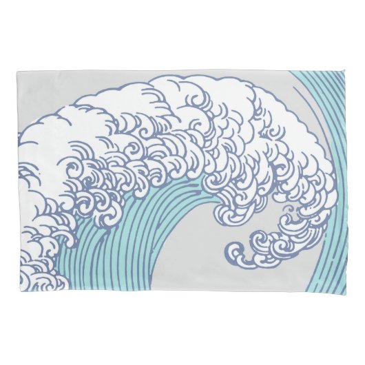 Japanse Aziatische Surf Golve Art Ocean Art Kussensloop (Voorkant)