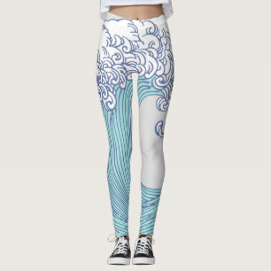 Japanse Aziatische Surf Golve Art Ocean Art Leggings