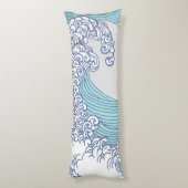 Japanse Aziatische Surf Golve Art Ocean Art Lichaamskussen (Achterkant (Verticaal))