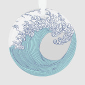 Japanse Aziatische Surf Golve Art Ocean Art Ornament (achterkant)