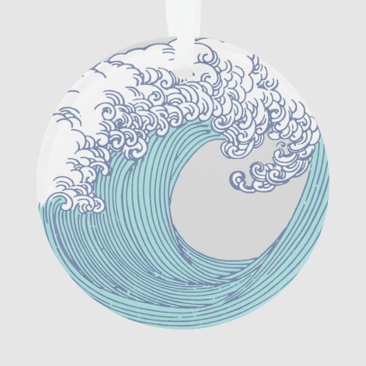 Japanse Aziatische Surf Golve Art Ocean Art Ornament (achterkant)