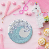 Japanse Aziatische Surf Golve Art Ocean Art Papieren Bordje (Feest)