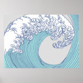 Japanse Aziatische Surf Golve Art Ocean Art Poster (Voorkant)