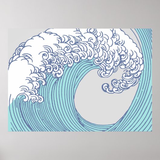 Japanse Aziatische Surf Golve Art Ocean Art Poster (Voorkant)