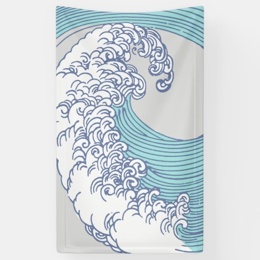 Japanse Aziatische Surf Golve Art Ocean Art Spandoek (Verticaal)