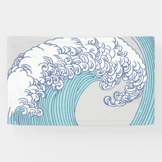 Japanse Aziatische Surf Golve Art Ocean Art Spandoek (Horizontaal)