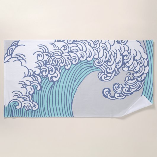 Japanse Aziatische Surf Golve Art Ocean Art Strandlaken (Voorkant)