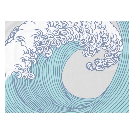 Japanse Aziatische Surf Golve Art Ocean Art Tafelkleed (Voorkant (Horizontaal))