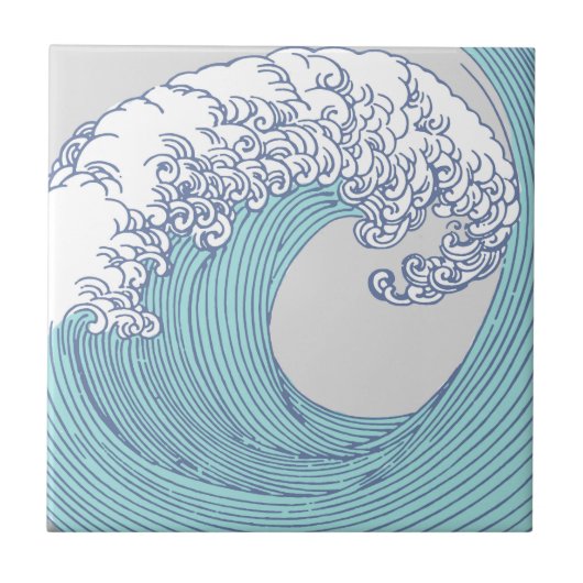 Japanse Aziatische Surf Golve Art Ocean Art Tegeltje (Voorkant)