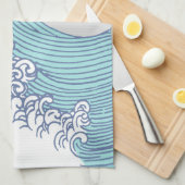 Japanse Aziatische Surf Golve Art Ocean Art Theedoek (Quarter Fold)