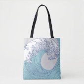 Japanse Aziatische Surf Golve Art Ocean Art Tote Bag (Voorkant)