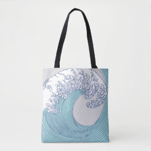 Japanse Aziatische Surf Golve Art Ocean Art Tote Bag