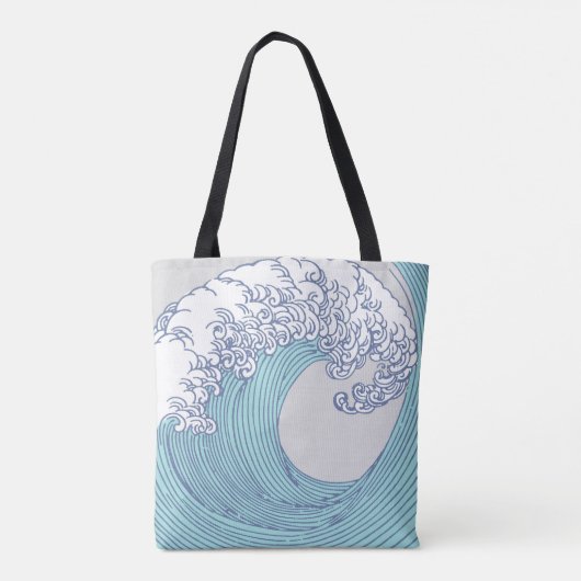 Japanse Aziatische Surf Golve Art Ocean Art Tote Bag (Achterkant)