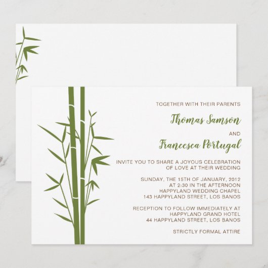 Japanse Bamboe Uitnodiging (Voorkant / Achterkant)