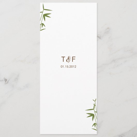 Japanse Bamboe Weddenschapskaart Menu (Achterkant)