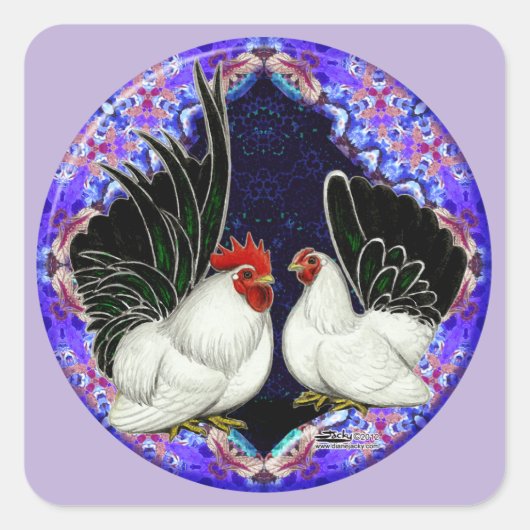 Japanse Bantam Cirkel Vierkante Sticker (Voorkant)