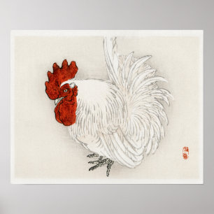 Japanse Bantam door Kono Bairei (1844-1895) Poster