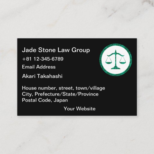 Japanse Bengoshi Visitekaartjes Jade Law Logo (Voorkant)