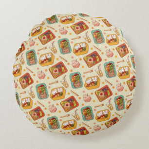 Japanse Bento Box & Bento Snack Patroon Rond Kussen