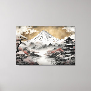 Japanse berg canvas afdruk