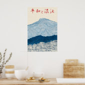 Japanse Berg & Stad Kunstprint – Minimalistisch Poster (Keuken)