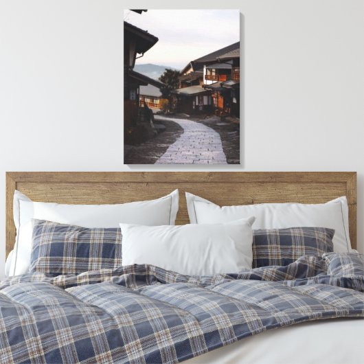 Japanse bergdorp canvas afdruk (Insitu (Slaapkamer))