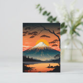 Japanse bergen en Sun Ukiyo e illustratie Briefkaart (Staand voorkant)