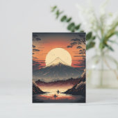 Japanse bergen en vissers Ukiyo e Briefkaart (Staand voorkant)