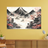 Japanse bergen in de mist canvas afdruk (Insitu (Woonkamer))