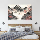 Japanse bergen in de mist canvas afdruk (Insitu (Slaapkamer))