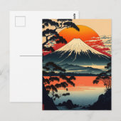 Japanse bergen Ukiyo e illustratie Briefkaart (Voorkant / Achterkant)