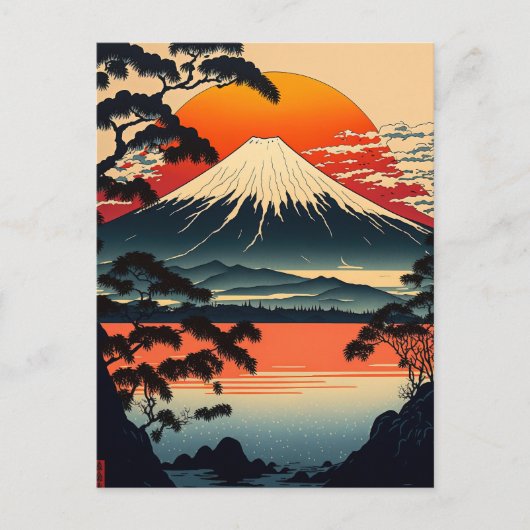 Japanse bergen Ukiyo e illustratie Briefkaart (Voorkant)