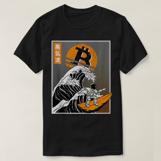 Japanse Bitmunt Art Surfing Astronaut Wave Funny T-shirt (Design voorkant)