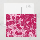 Japanse bladprint, fuchsia en lichtroze briefkaart (Voorkant / Achterkant)