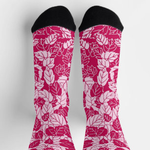 Japanse bladprint, fuchsia en lichtroze sokken