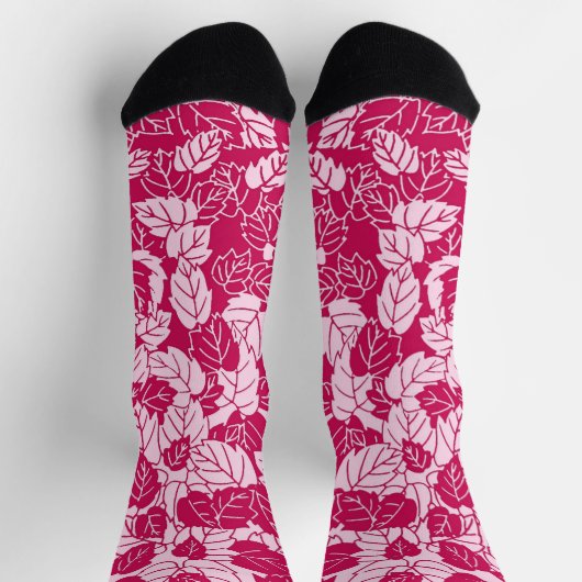 Japanse bladprint, fuchsia en lichtroze sokken (Top)