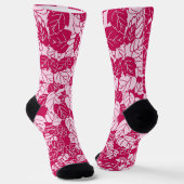 Japanse bladprint, fuchsia en lichtroze sokken (Gebogen)