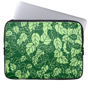 Japanse bladprint, smaragd en limoengroen laptop sleeve