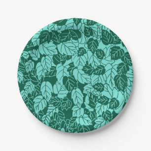 Japanse bladprint, turquoise en aqua papieren bordje