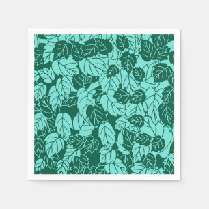 Japanse bladprint, turquoise en aqua servet
