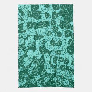 Japanse bladprint, turquoise en aqua theedoek