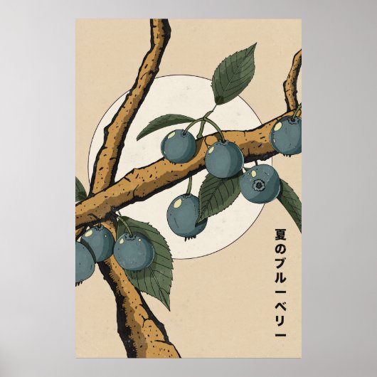 Japanse Blauwe Bessen Poster (Voorkant)