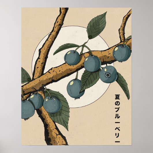 Japanse Blauwe Bessen Poster (Voorkant)