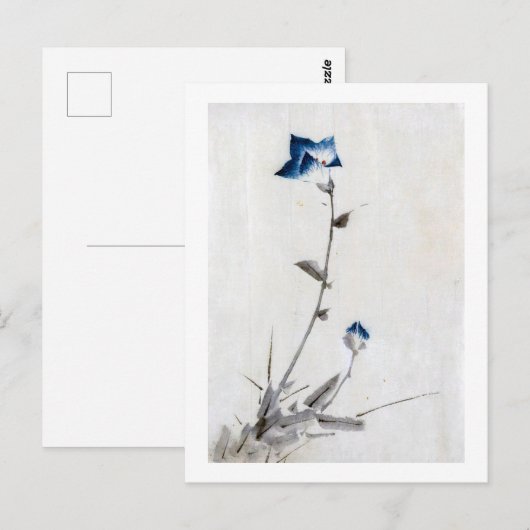 Japanse blauwe bloem, Hokusai, Ukiyo-e Briefkaart (Voorkant / Achterkant)