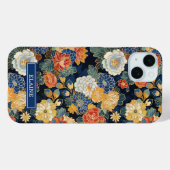 Japanse Blauwe Bloemmotief Met Monogram Case-Mate iPhone Case (Achterkant (horizontaal))